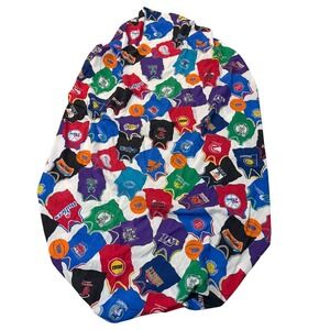Vintage NBA Jersey Print Twin Fitted Bed Sheet Retro Basketball Team Logos Multi